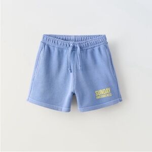 Zara Kids, Bluish, PLUSH SHORTS WITH TEXT, 6 years